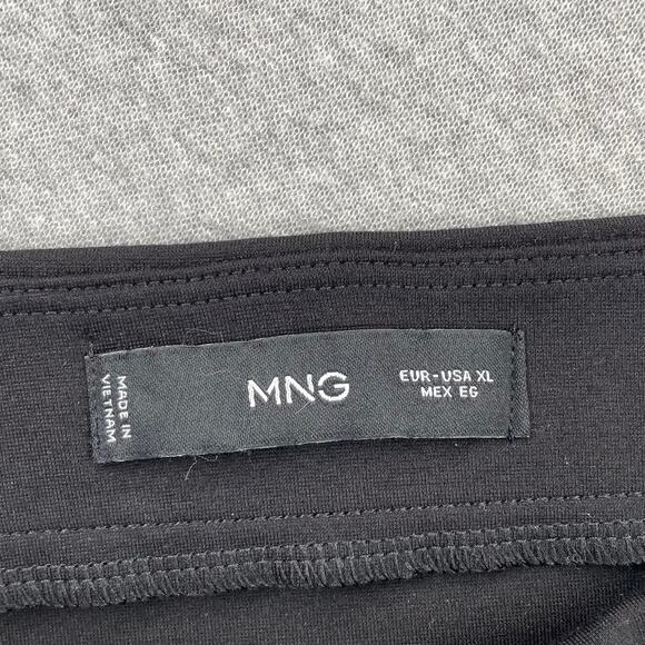 MANGO Pleated Mini Skirt Black Womens XL Minimalist Pull-On Emo Grunge Swingy - Picture 4 of 8